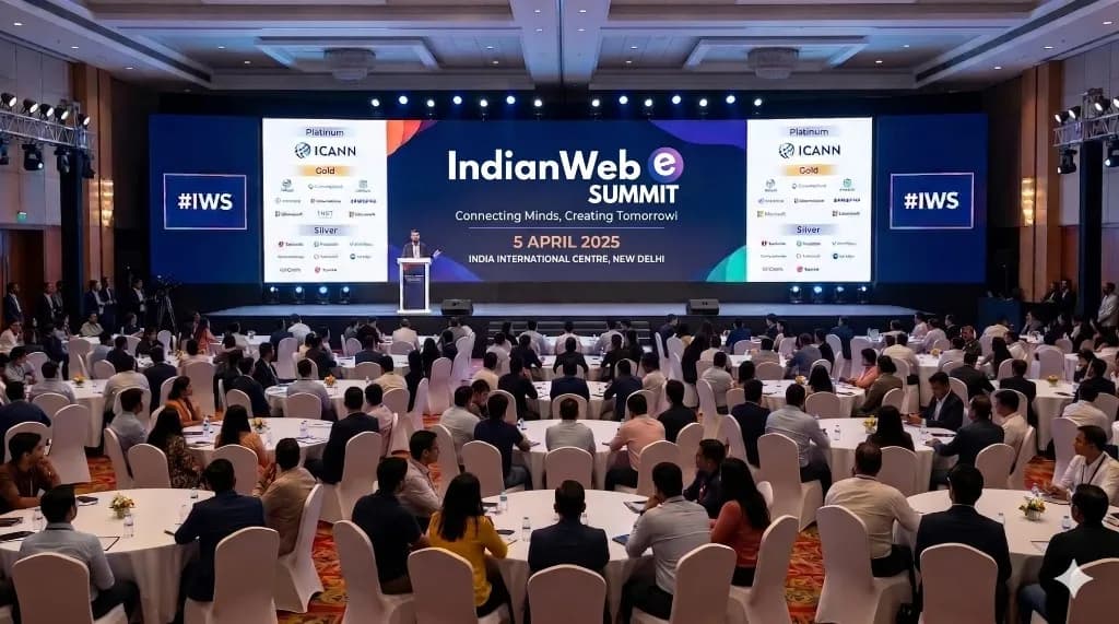 Indian Web Summit 2025 main stage at India International Centre, New Delhi